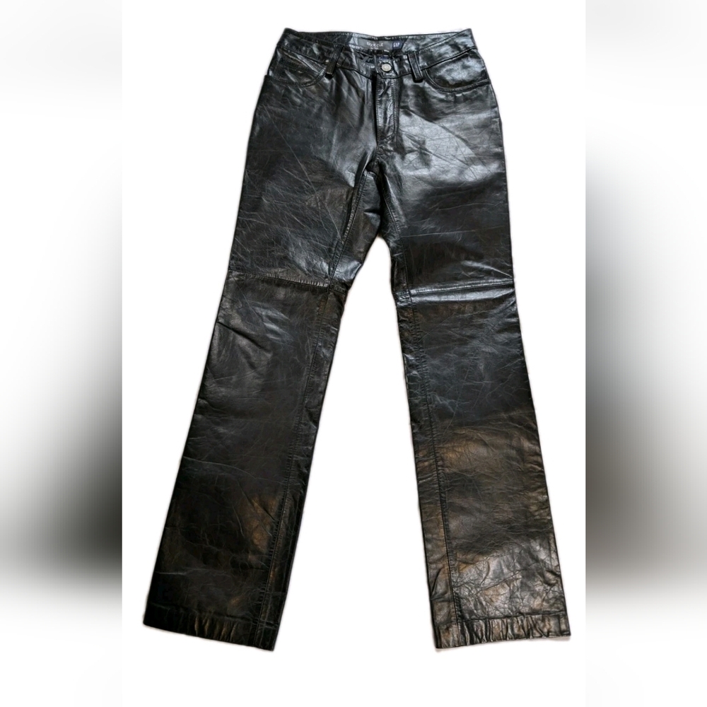 Vintage Y2K (2000) GAP Black Leather Low Rise Bootcut Pants
